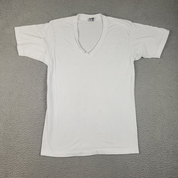 Vintage 80s BVD Single Stitch Blank Plain T Shirt Mens Large White Combed Cotton - Picture 1 of 11